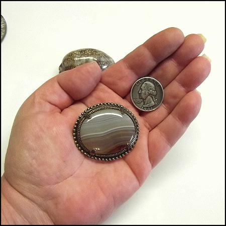 1950s Vintage Big Scottish Agate Brooch 