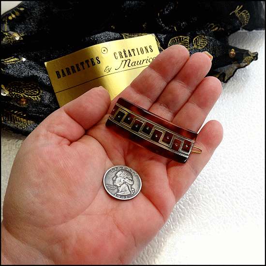 1950s Vintage Barrette Tortoise Lucite Made in France