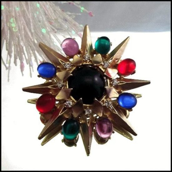 1950s Designer Signed Superb Jeweled Vintage Maltese Cross Brooch