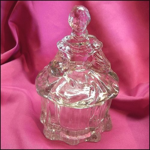 Art Deco Glass Lady Westmoreland Vintage Jewelry Powder Vanity Box