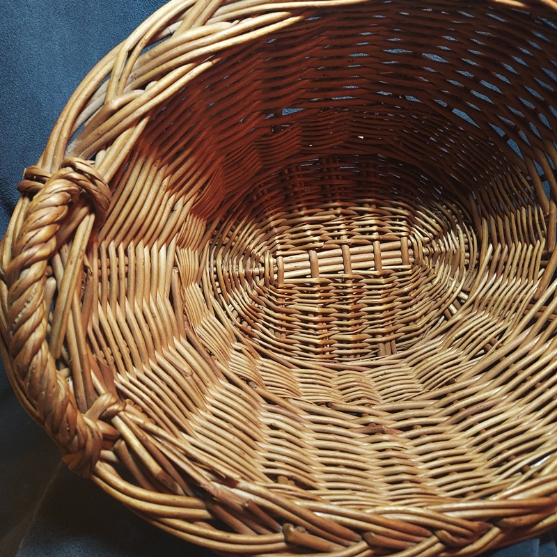 Vintage Basket Mid 20th Century French Willow Oval Gathering Basket