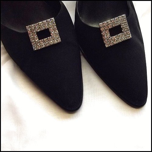 Art Deco Shoe Clips Elegant Rhinestone Squares
