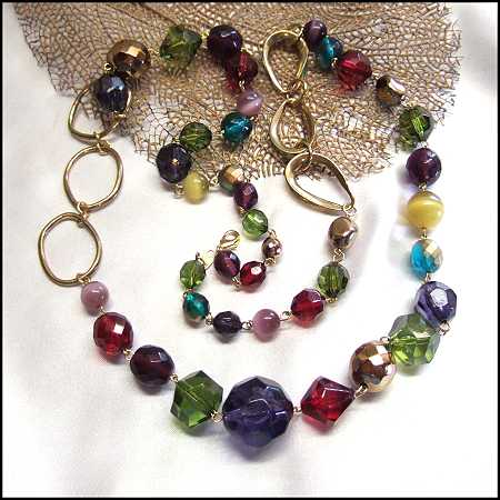 Vibrant Jeweled Acrylic Beads Long Modern Necklace