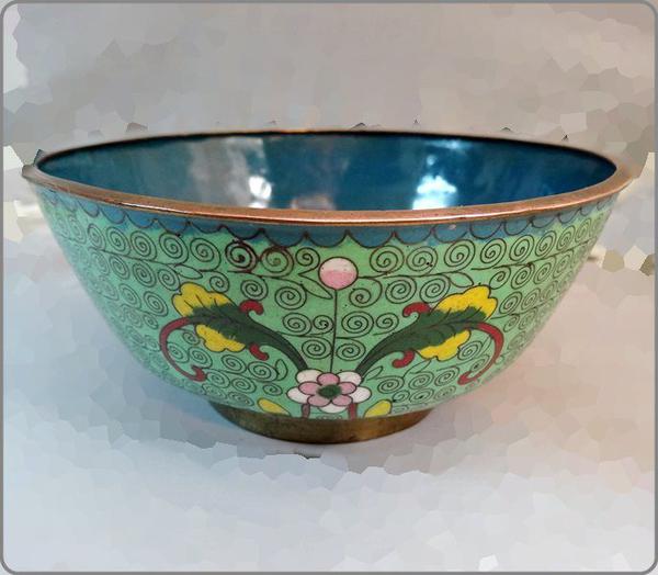Early 1900s Antique Cloisonne Bowl Rare Fleur de Lis Motif