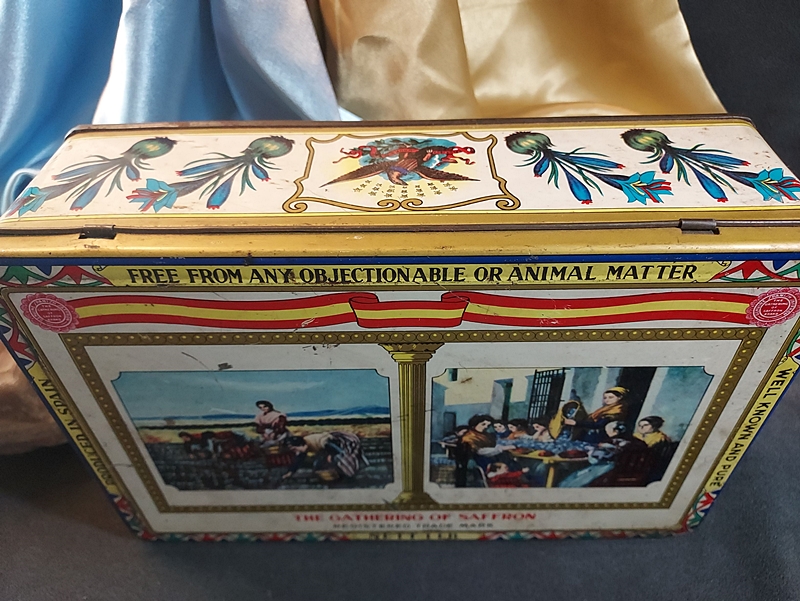 1950s Large Spanish Saffron Vintage Tin Canister