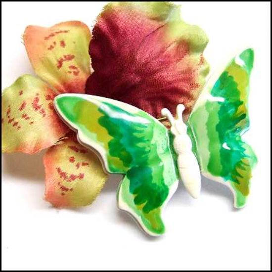 1960s Vintage Butterfly Brooch West Germany Neon 3D Pin