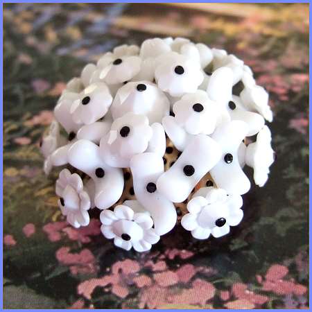 1950s Vintage Milk Glass Brooch Rare Unique French Flower Pin