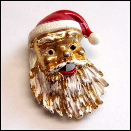 1960s Vintage Christmas Pin Santa Claus Signed Gerrys