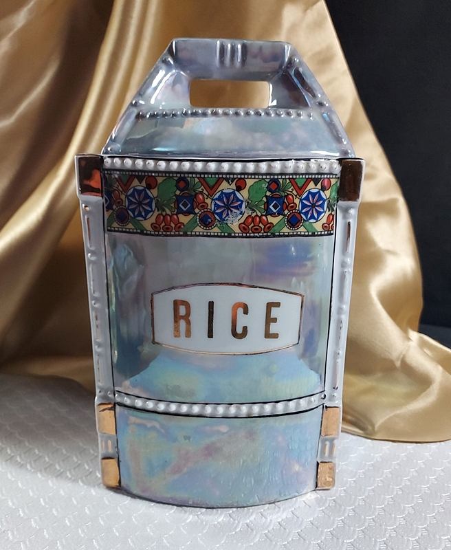 1930s Art Deco German Lusterware Rice Canister