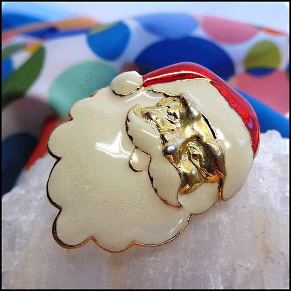 1960s Vintage Christmas Pin Santa Claus Designer Signed SFJ
