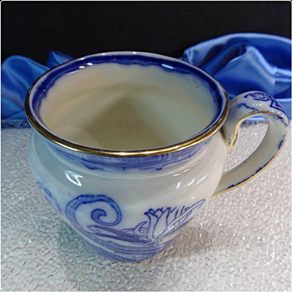 1920s Antique Royal Doulton Flow Blue Lily Over Sized Cup