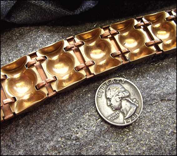 1950s Art Deco Design Brass n Copper Vintage Bracelet