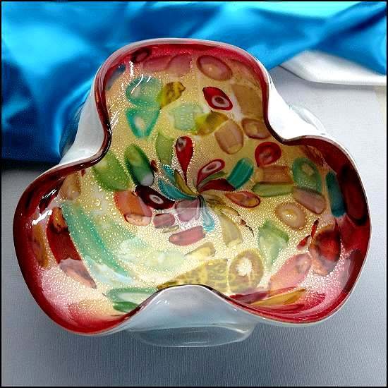 AVEM Vintage Murano Tutti Frutti Art Glass Bowl Large