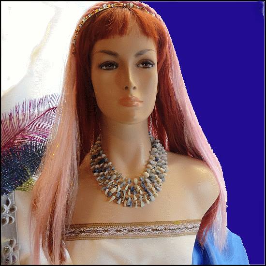 1970s Blue Mother of Pearl Shell 5 Strand Vintage Necklace