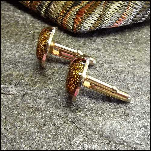 1950s Goldstone Glass Vintage Cufflinks Signed Swank