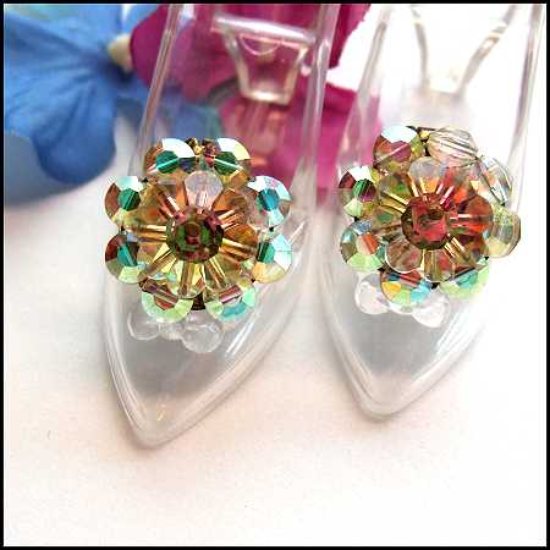 1950s Austrian Rivoli Crystal Flower Vintage Clip Earrings