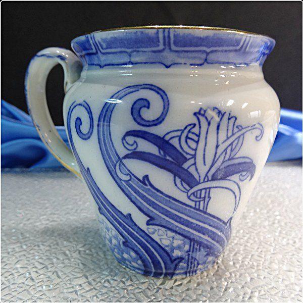1920s Antique Royal Doulton Flow Blue Lily Over Sized Cup
