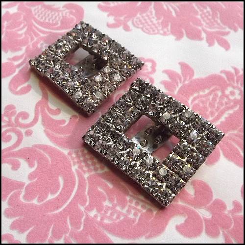 Art Deco Shoe Clips Elegant Rhinestone Squares