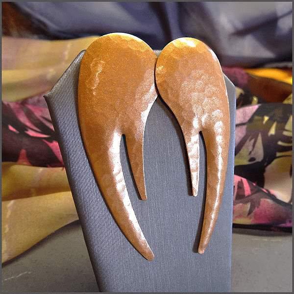 1980s Abstract Copper Metallic Vintage Pierced Earrings