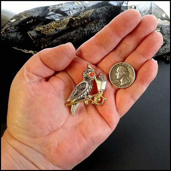 1960s Vintage Bird Pin 24kt Gold GP Spanish Damascene Parrot 