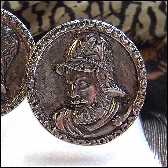 1940s Anson Signed Seafarer Fishermen Pewter Vintage Cufflinks