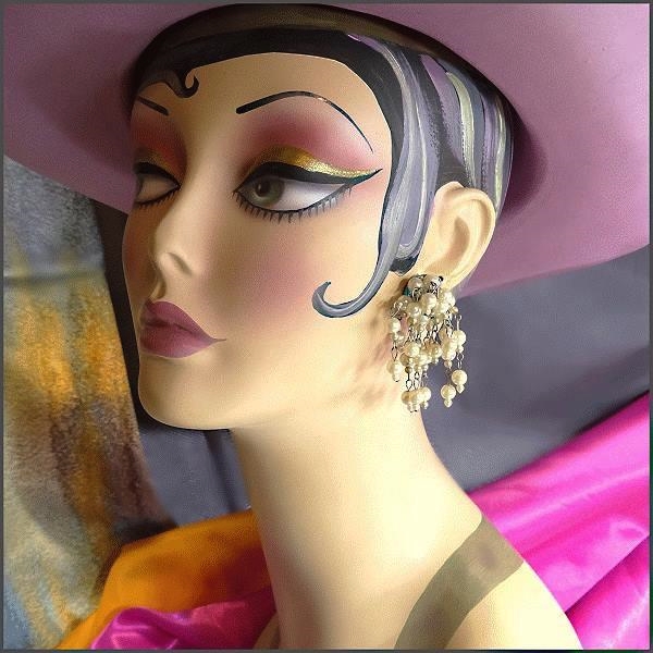 1950s Vintage Pearl Clip Earrings Chandelier Dangles