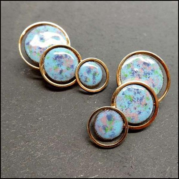 1950s Vintage Earrings Mid Century Modern Turquoise Enamel 