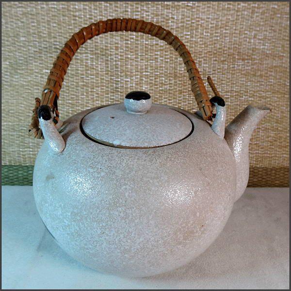 Japanese Vintage Tea Pot Pottery w Bamboo Feng Shui Home Wares