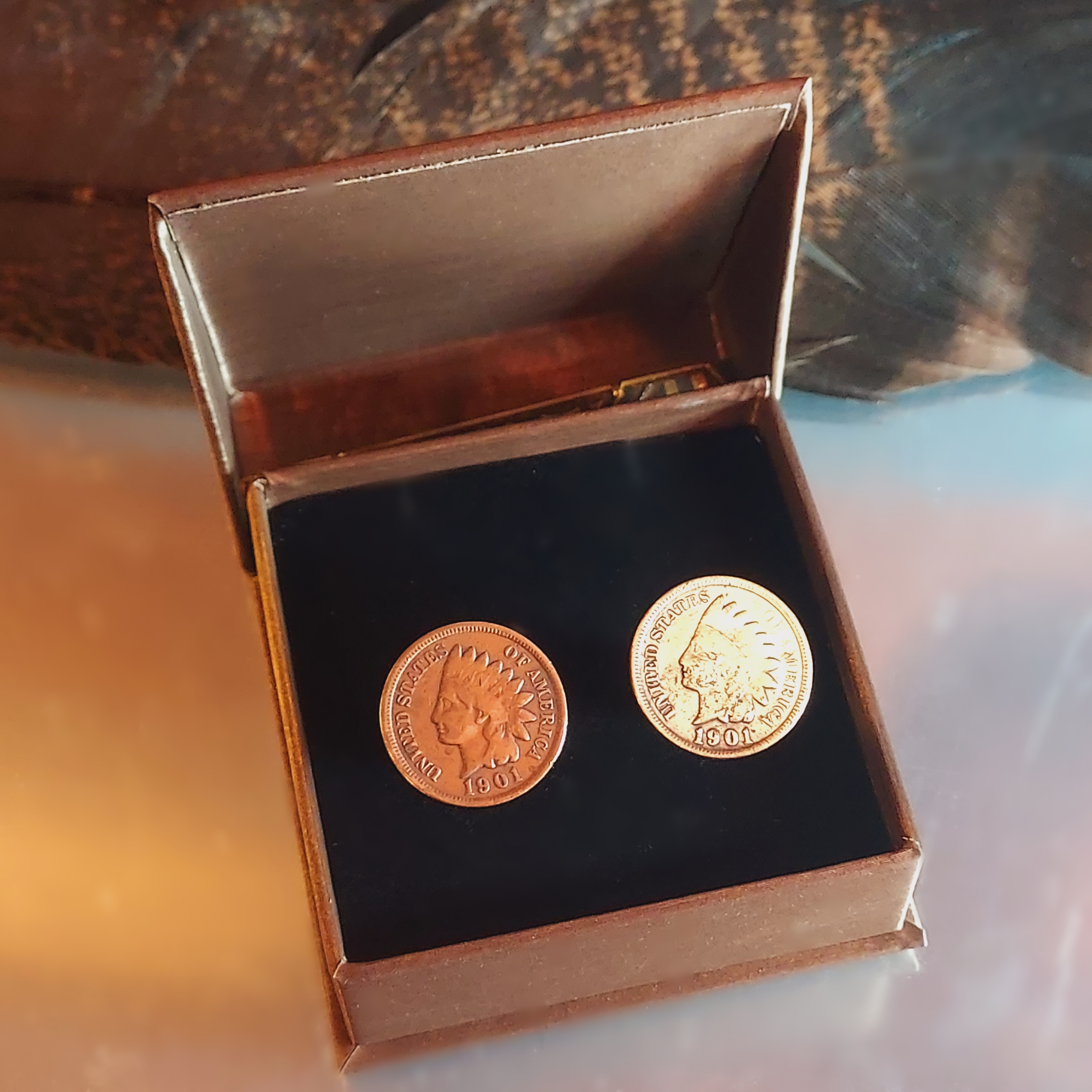 1901 Indian Head Copper Penny Vintage Cufflinks