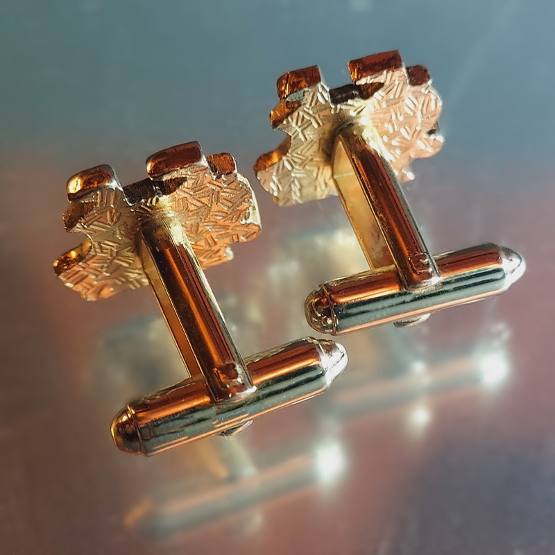 1950s Silver Celtic Viking Ship Nautical Vintage Cufflinks