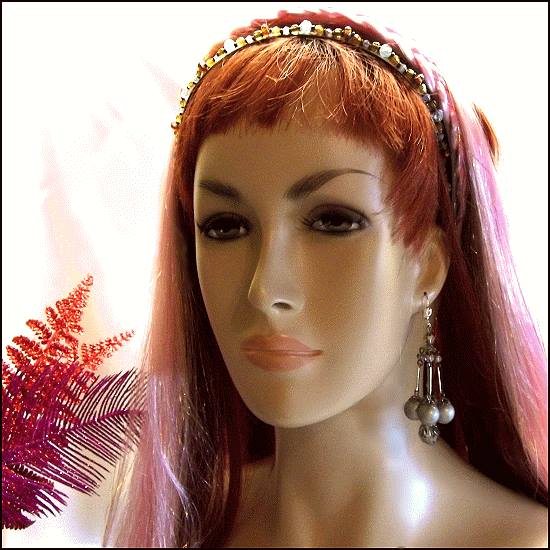 1950s Great Grey Pearl Crystal Chandelier Vintage Pierced Earrings