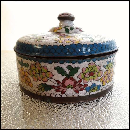 Early 20th Century Chinese Cloisonne Lidded Bowl or Box
