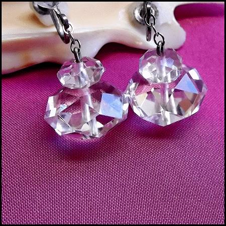 1920s Antique Art Deco Earrings Rare Sterling Crystal Baubles