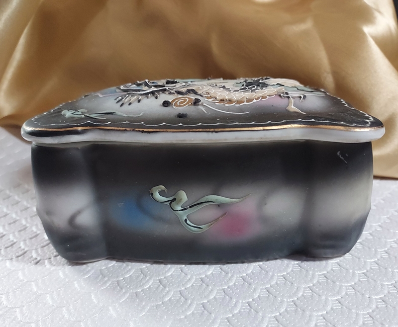 1930s Dragonware Dresser Box Japanese Moriage Porcelain