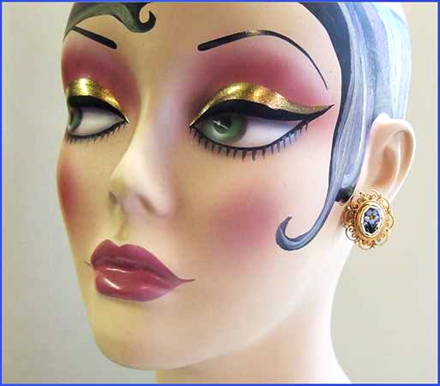 1960s Vintage Italian Earrings Mosaic Blue Glass Flowers