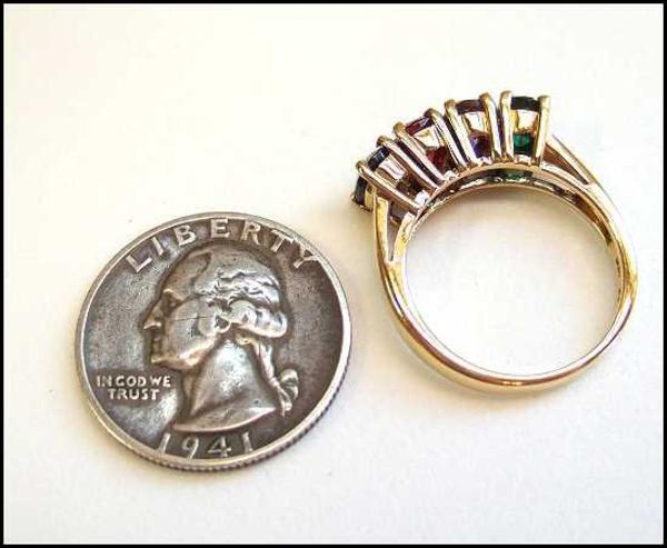 Vintage Gemstone Sterling Gold Ladies Ring Jewel Colors Sz 9