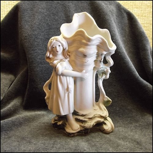 1880s Antique Bisque Porcelain German Girl Figurine Vase
