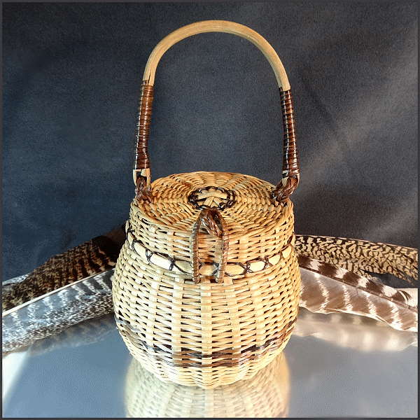 1960s Vintage Cherokee Indian Button Basket Ash Splint