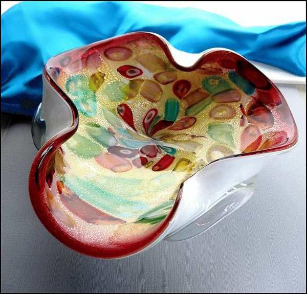 AVEM Vintage Murano Tutti Frutti Art Glass Bowl Large