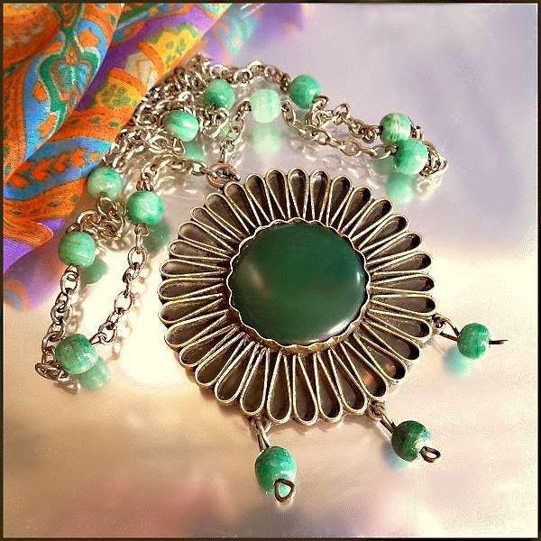 1950s Big Copper n Brass Medallion Vintage Ethnic Pendant Necklace