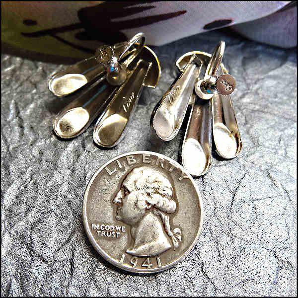 1950s Vintage Silver Earrings Mid Century Modern Signed CORO
