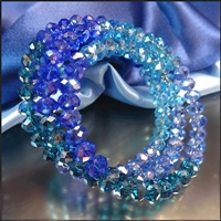 Caribbean Blues Austrian Rondelle Crystals Vintage Wrap Bracelet