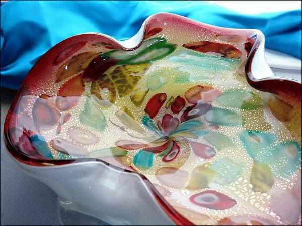 AVEM Vintage Murano Tutti Frutti Art Glass Bowl Large