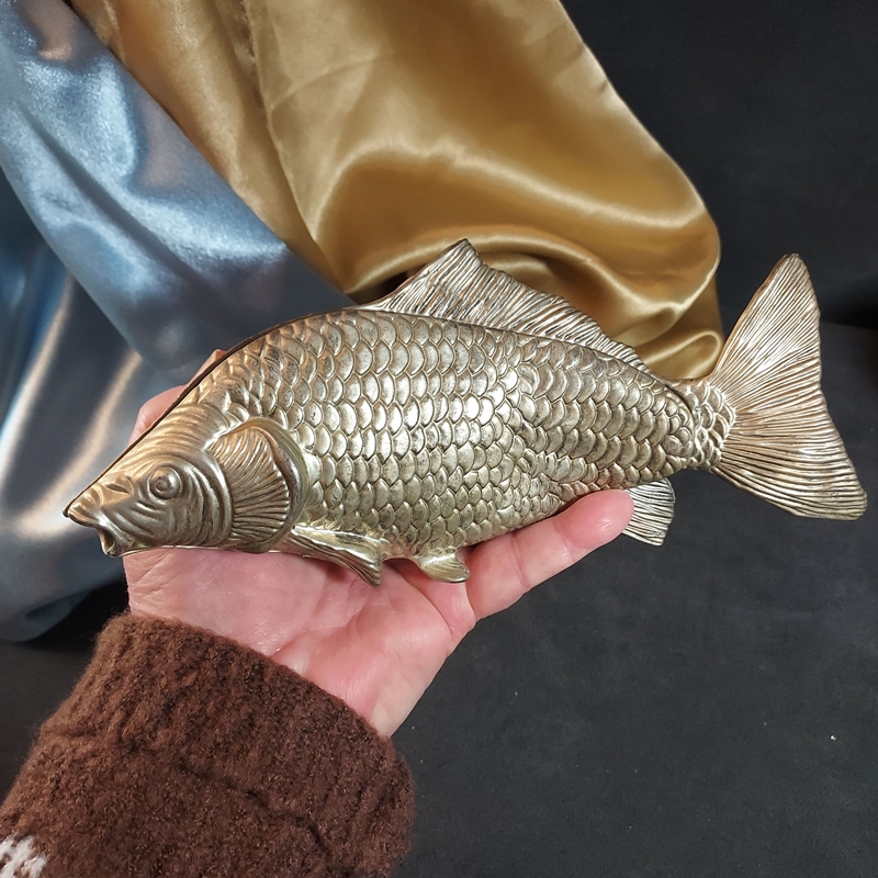 Godinger Vintage Silver Repousse Koi Fish Napkin Holder Sculpture