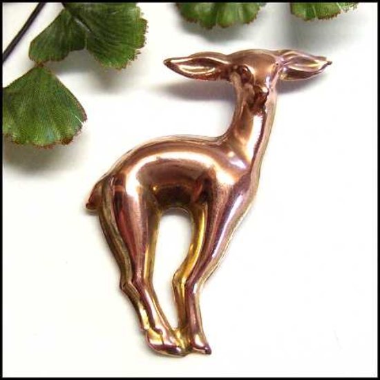 1950s Vintage Copper Pin Christmas Deer