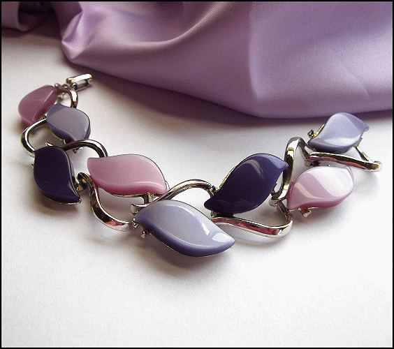 1950s Triple Purple Moonstone Lucite Vintage Bracelet