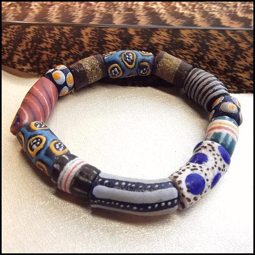 1970s Italian Murano Millefiori Glass Bead Bracelet