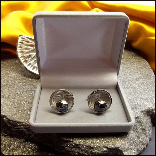 1950s Greek Revival Vintage Cufflinks Silver w Hematite