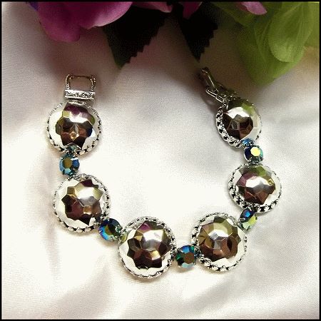 1950s Signed CORO Silver Mirror Celestial Vintage Bracelet