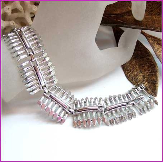 1960s Signed CORO PEGASUS Brushed Silver Vintage Panel Bracelet